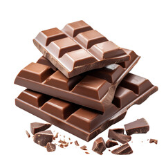 Milk chocolate isolated on transparent background With clipping path. cut out. 3d render