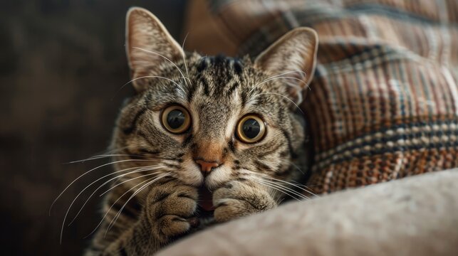 Surprised Cat Covering His Mouth Paws, Banner Image For Website, Background, Desktop Wallpaper