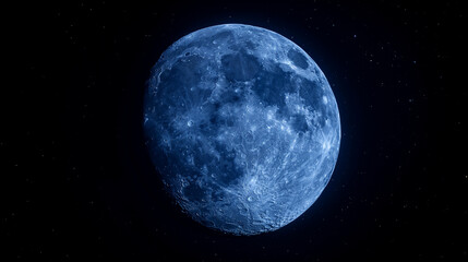 Full blue moon at night sky background