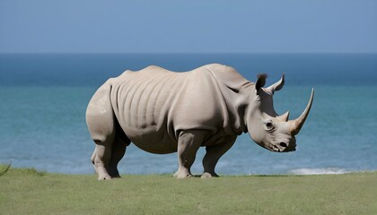 Fototapeta premium A Rhinoceros In A Coastal Area Upscaled 2