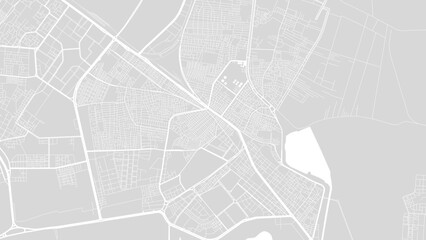 Background Suez map, Egypt, white and light grey city poster. Vector map with roads and water.