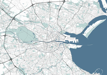 Obraz premium Map of Dublin, Ireland. Detailed city map, metropolitan area.