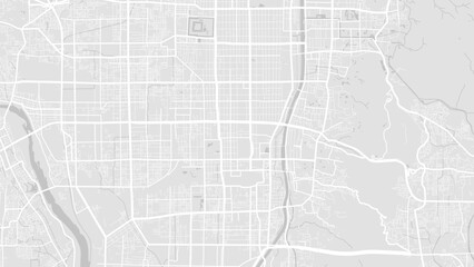 Obraz premium Background Kyoto map, Japan, white and light grey city poster. Vector map with roads and water.
