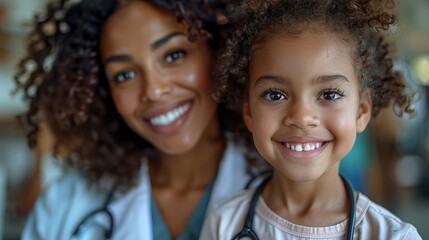 Female Doctor Speaking with Smiling Child