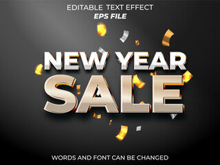 new year sale text effect, font editable, typography, 3d text. vector template