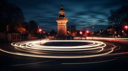 Light roundabout before the Bismarck tower at Augsburg