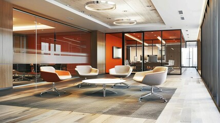 A modern business center with meeting rooms ideal for adding a flexible and collaborative work...