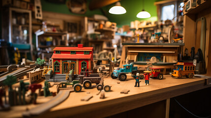 Local business specializes in handmade wooden toys - obrazy, fototapety, plakaty