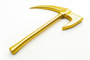 A shiny golden hammer on a clean white background. Perfect for construction or DIY projects