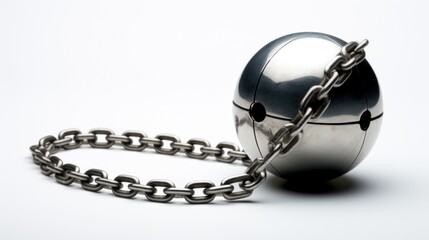 A metal ball with a chain around it. Suitable for industrial concepts