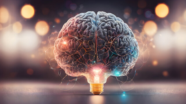 Creative concept of human brain. Abstract brain concept  Creative brain concept background, Concept of Thinking. AI generated image