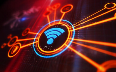 WiFi wireless mobile connection symbol digital concept 3d illustration