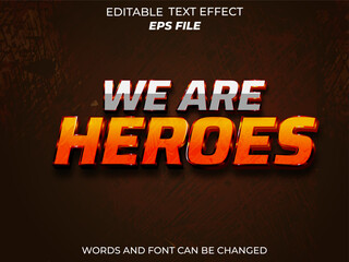 heroes text effect, font editable, typography, 3d text