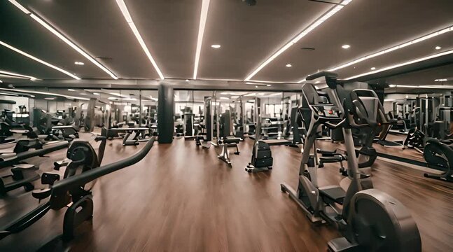 Modern Gym Packed with Exercise Equipment