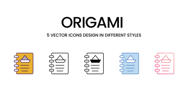Origami  icons set in different style vector stock illustration