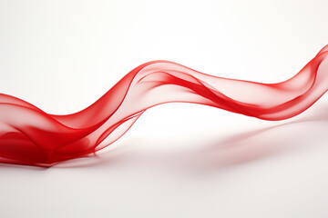 Wave of red ribbon on white background