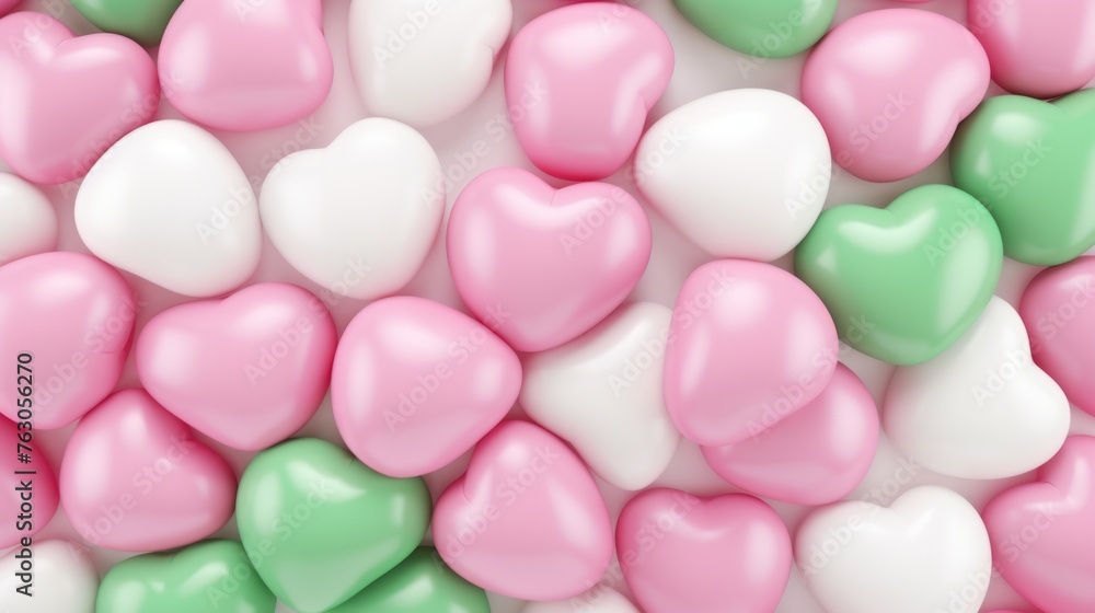Poster colorful hearts on a simple white backdrop, perfect for various design projects