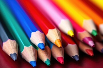 Fototapeta premium A vibrant close up of a bunch of colored pencils. Ideal for educational and artistic projects