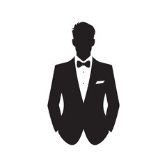 Classic Tuxedo Silhouette Compilation - Capturing the Essence of Formality with Tuxedo Illustration - Simple Tuxedo Vector Design
