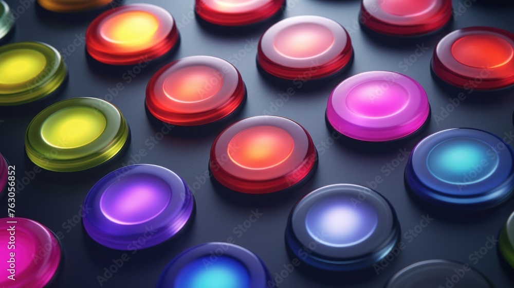 Poster a close up of a bunch of colored buttons. perfect for crafts and diy projects