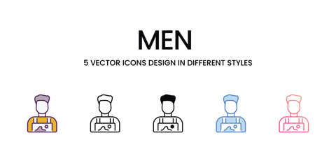 Men  icons set in different style vector stock illustration