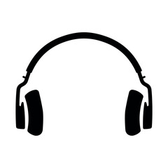 black vector headphones icon on white background