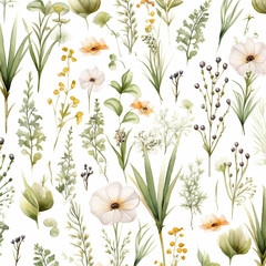 flower and plant patterns against a white background