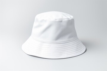 A stylish white bucketer hat on a clean white background. Perfect for fashion or summer accessory concepts
