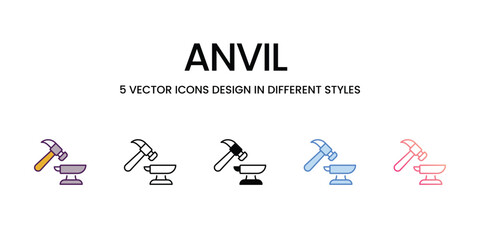 Anvil  icons set in different style vector stock illustration