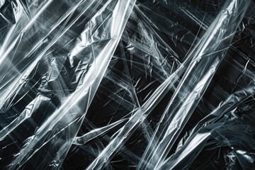 Black and white image of plastic wrapped in plastic. Suitable for environmental themes