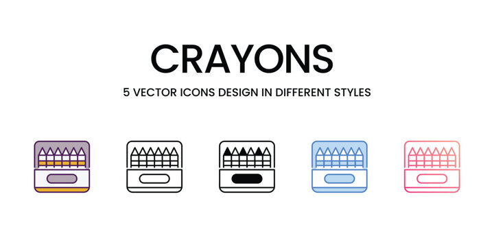 Crayons  icons set in different style vector stock illustration