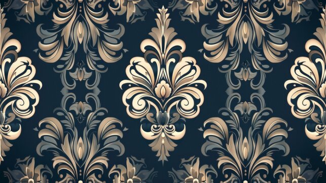 damask seamless patterns. Rich ornament, old Damascus style pattern for wallpapers