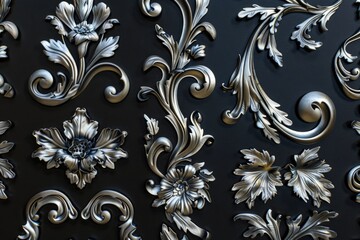 Detailed decorative design on a wall, suitable for interior design projects