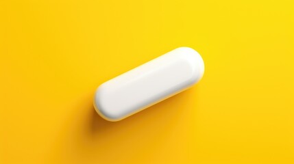 A single white pill on a bright yellow background. Suitable for medical and healthcare concepts