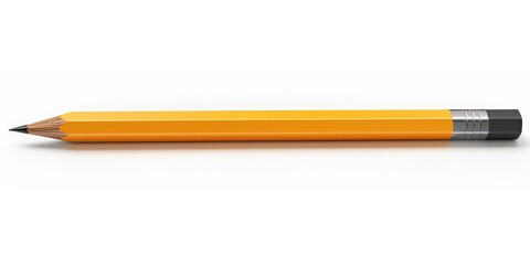 A simple yellow pencil with a black tip on a white background. Perfect for educational or office themes - obrazy, fototapety, plakaty