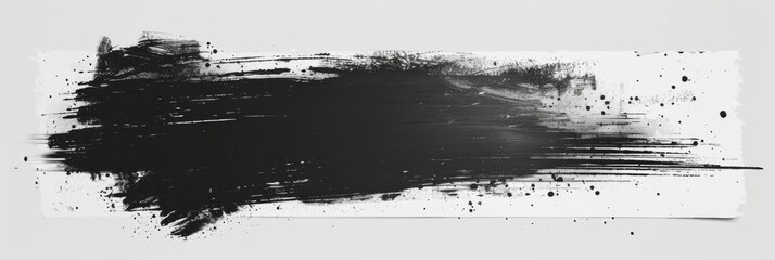 Wide-Format Black and White Abstract Splatter Art - obrazy, fototapety, plakaty