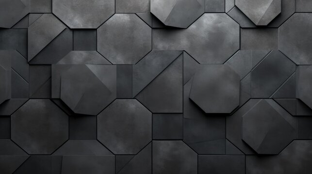 Fototapeta Black and white photo of hexagons on a wall. Suitable for abstract backgrounds
