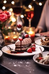 A piece of cake sitting on a plate. Perfect for bakery or dessert concepts