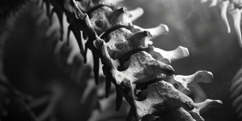 A black and white photo of a skeleton. Suitable for medical or Halloween-themed projects - obrazy, fototapety, plakaty