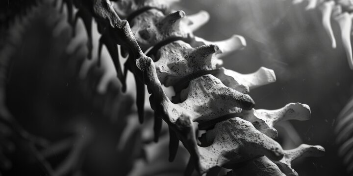A black and white photo of a skeleton. Suitable for medical or Halloween-themed projects