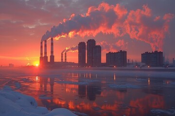 Air pollution from industries process professional photography