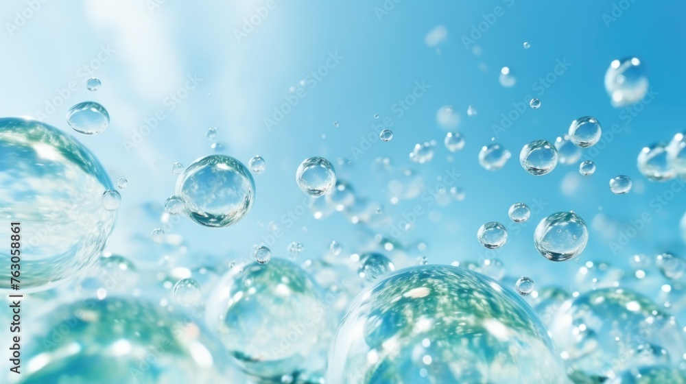 Poster A bunch of bubbles floating in the air, perfect for adding a whimsical touch to any project