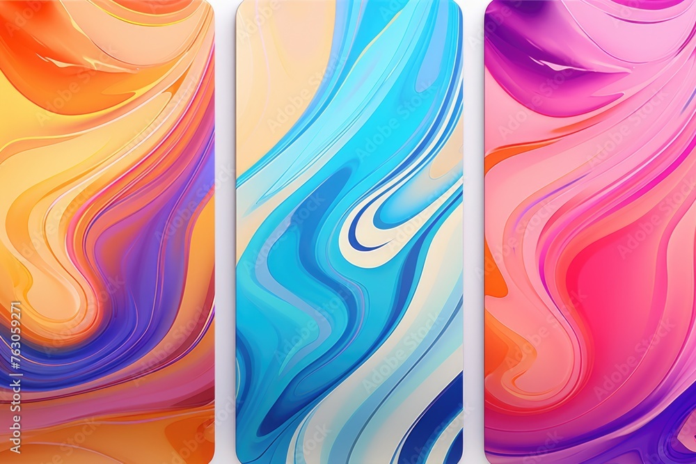 Aufkleber set of three different colored phone cases, ideal for tech and accessories designs