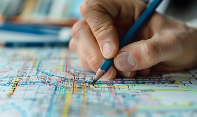 Mapping a Transit Network. Engineer Sketches Metro and Bus Routes