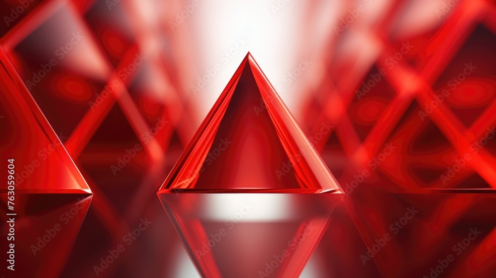 Poster red pyramids arranged on a table, suitable for various concepts