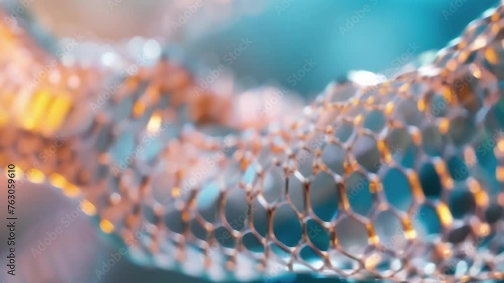 Poster a closeup of a flexible polymer strand seemingly bending and twisting on its own. upon further exami