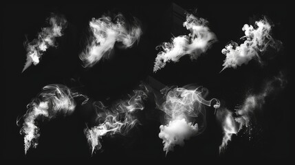 Smoke and dust effect overlays, artistic elements for digital photography and design illustration