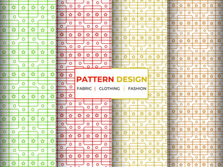Geometric floral set of seamless patterns. white vector backgrounds. Simple illustrations
