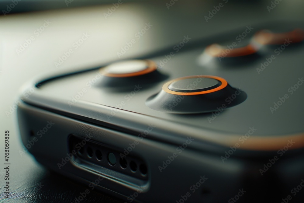 Poster Close up of a video game controller. Perfect for gaming-related projects