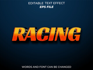 racing text effect, font editable, typography, 3d text